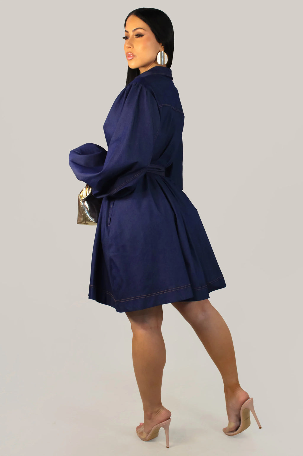 Robe Sarah - Denim foncé confectionnée à partir d'un mélange
