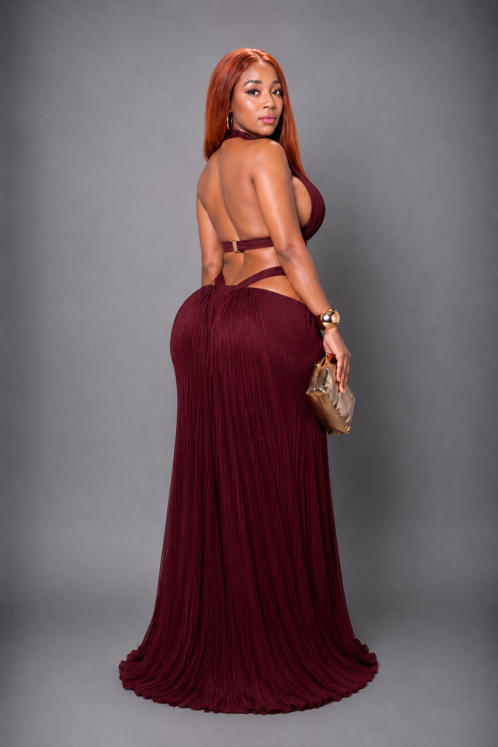 Robe midi romantique - Rouge