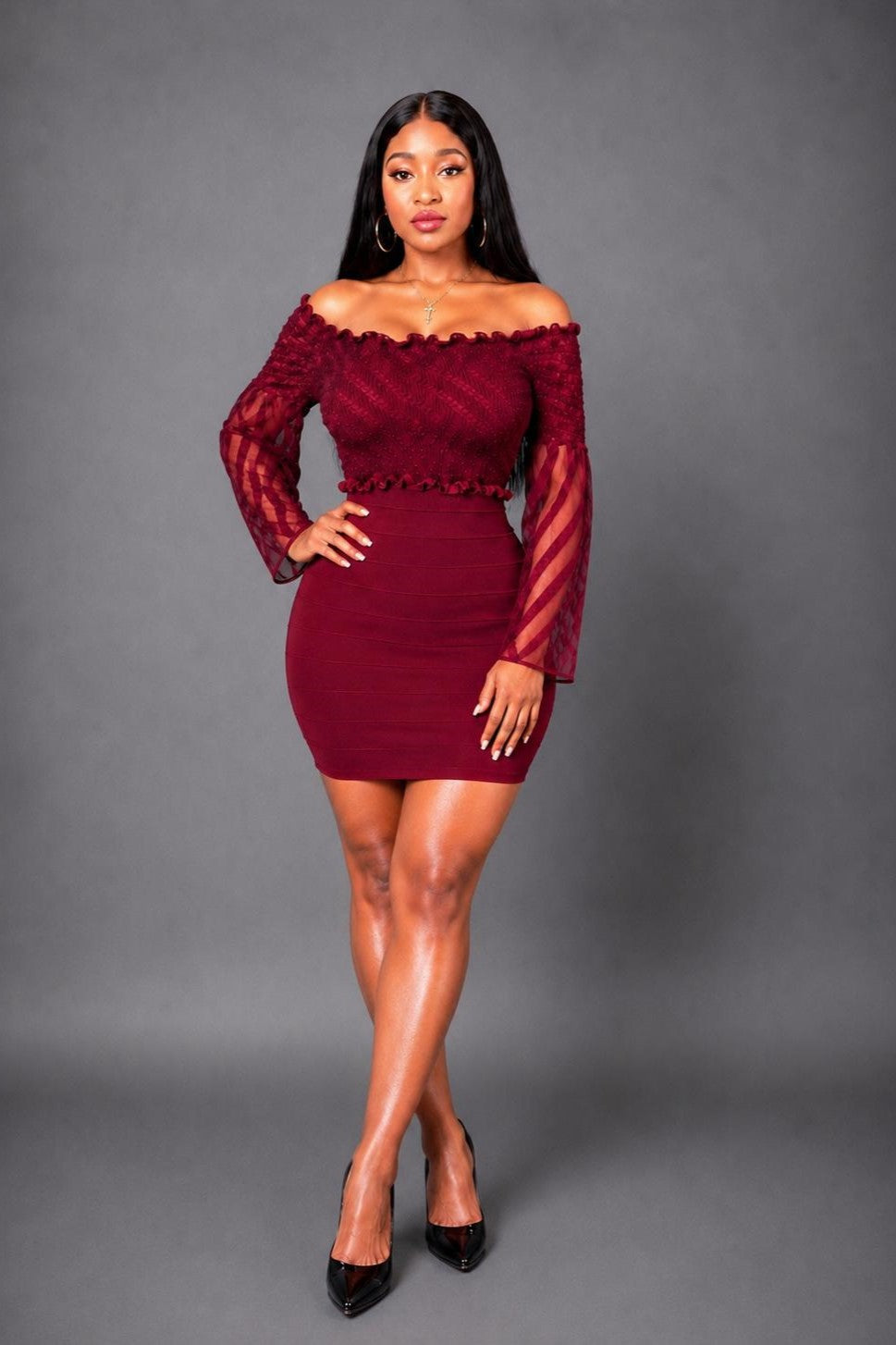 Robe de soirée élégante rouge tendance bandage