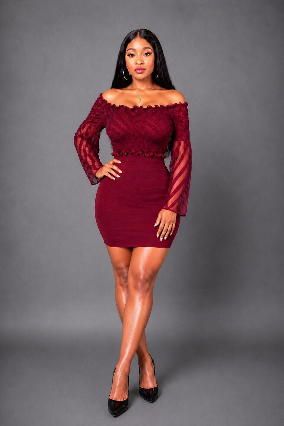 Robe de soirée élégante rouge tendance bandage