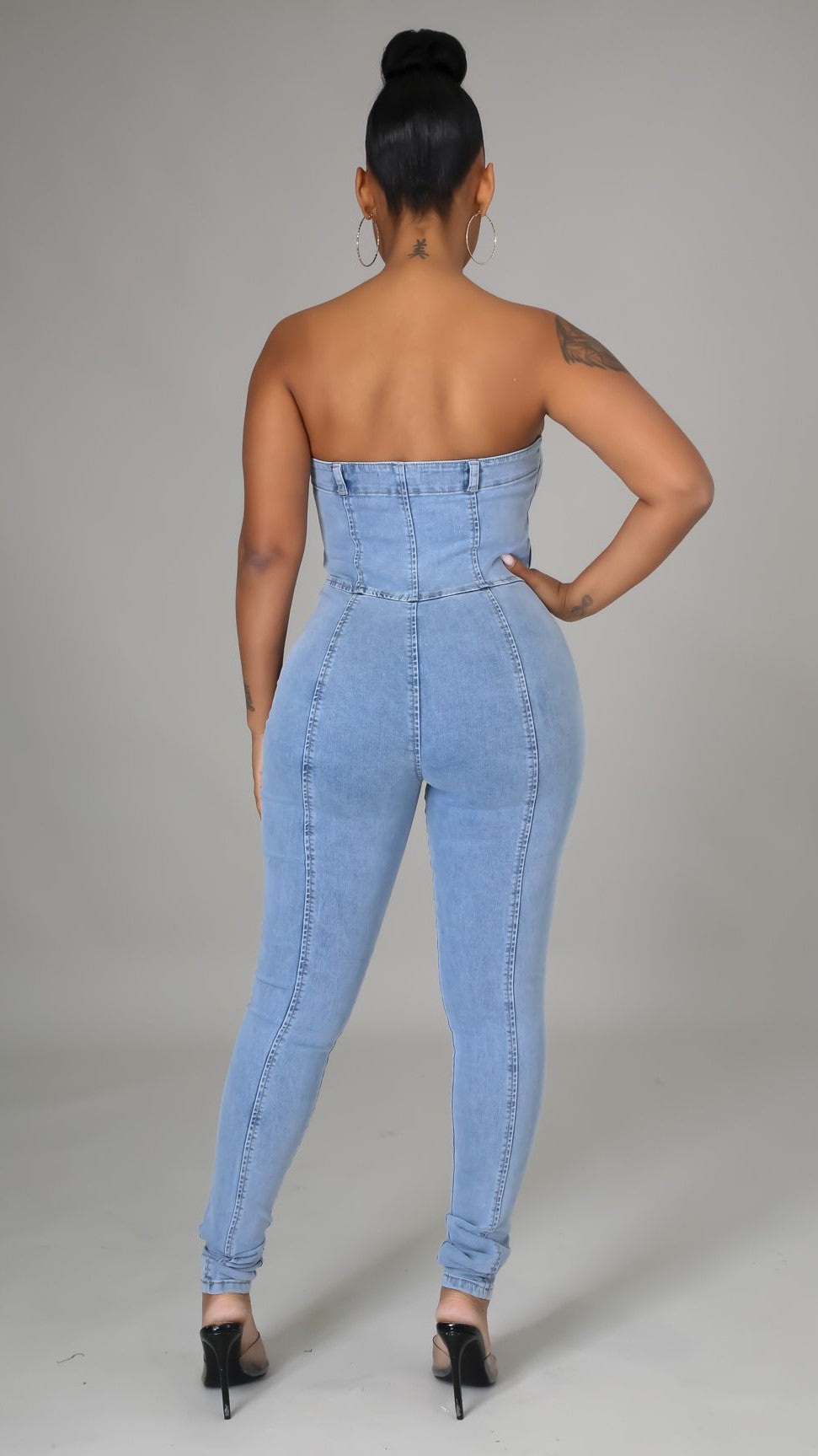 combinaisons et barboteuses sans bretelles en denim,