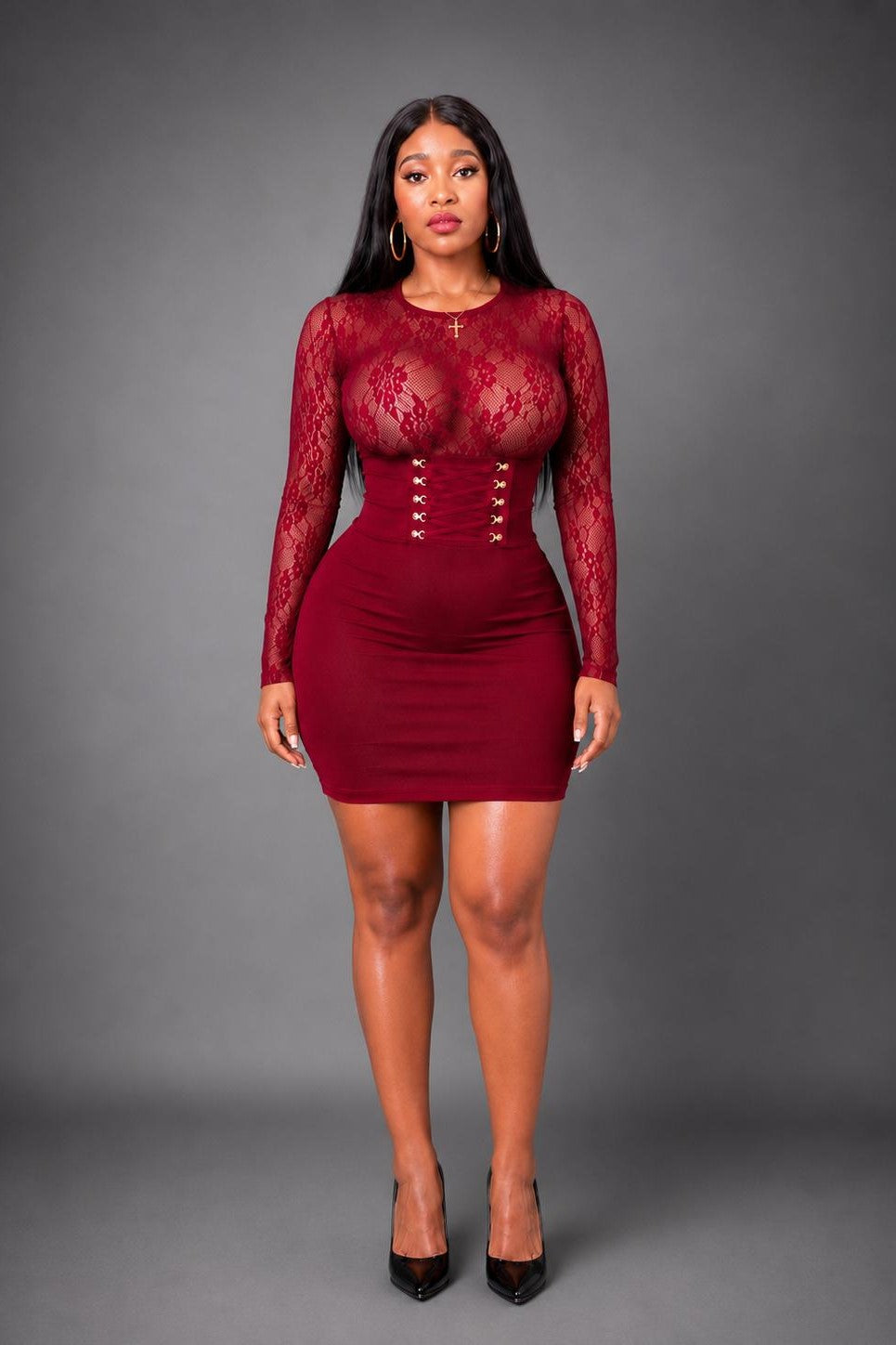 Robe de soirée élégante rouge tendance avec bandage intégré