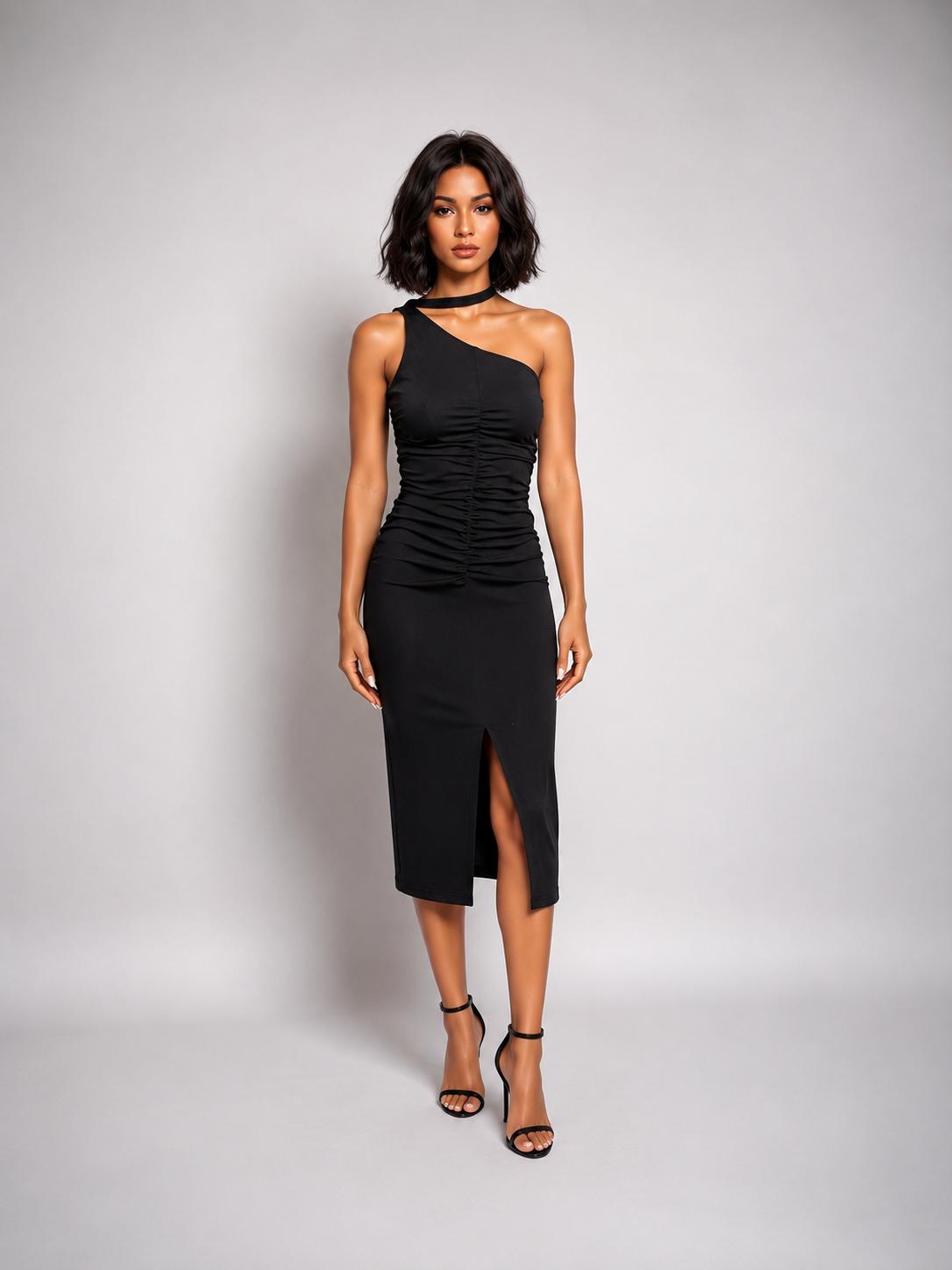 Robe de soirée élégante et sexy en spandex noir