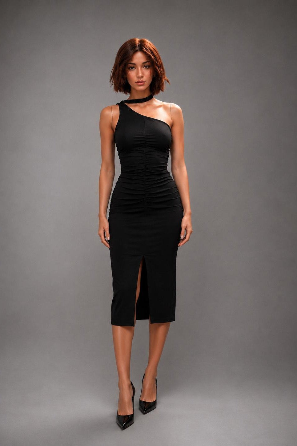 Robe de soirée élégante et sexy en spandex noir