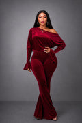 Firerie Pantalon évasé en velours taille haute élégant, décontracté