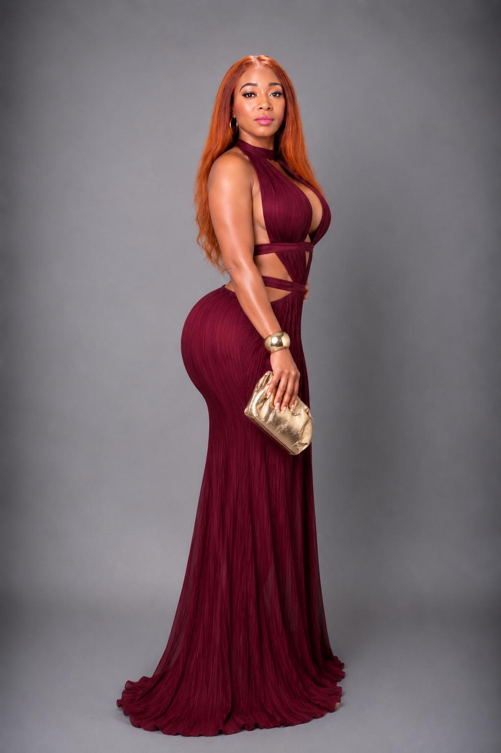 Robe midi romantique - Rouge