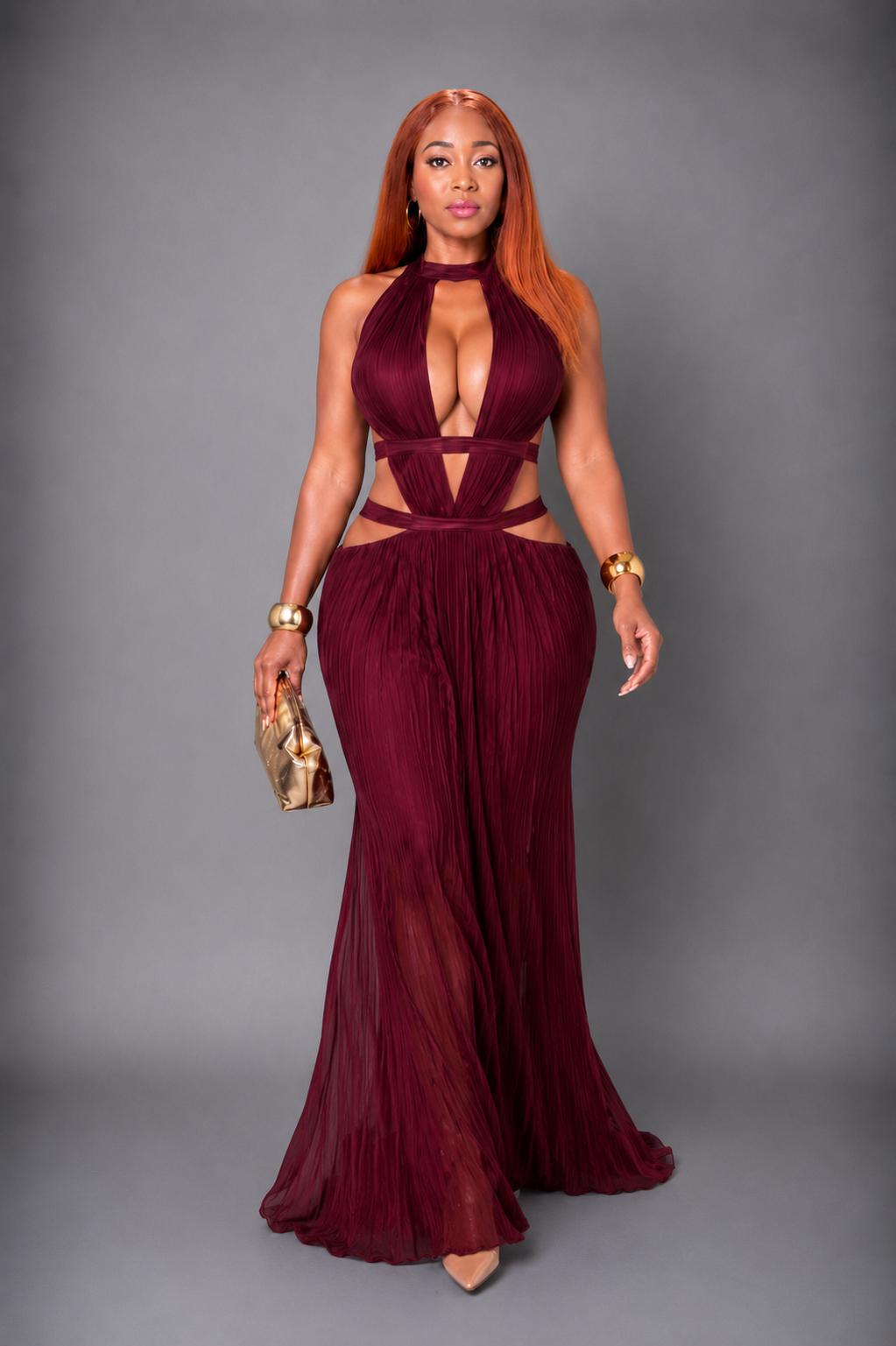Robe midi romantique - Rouge