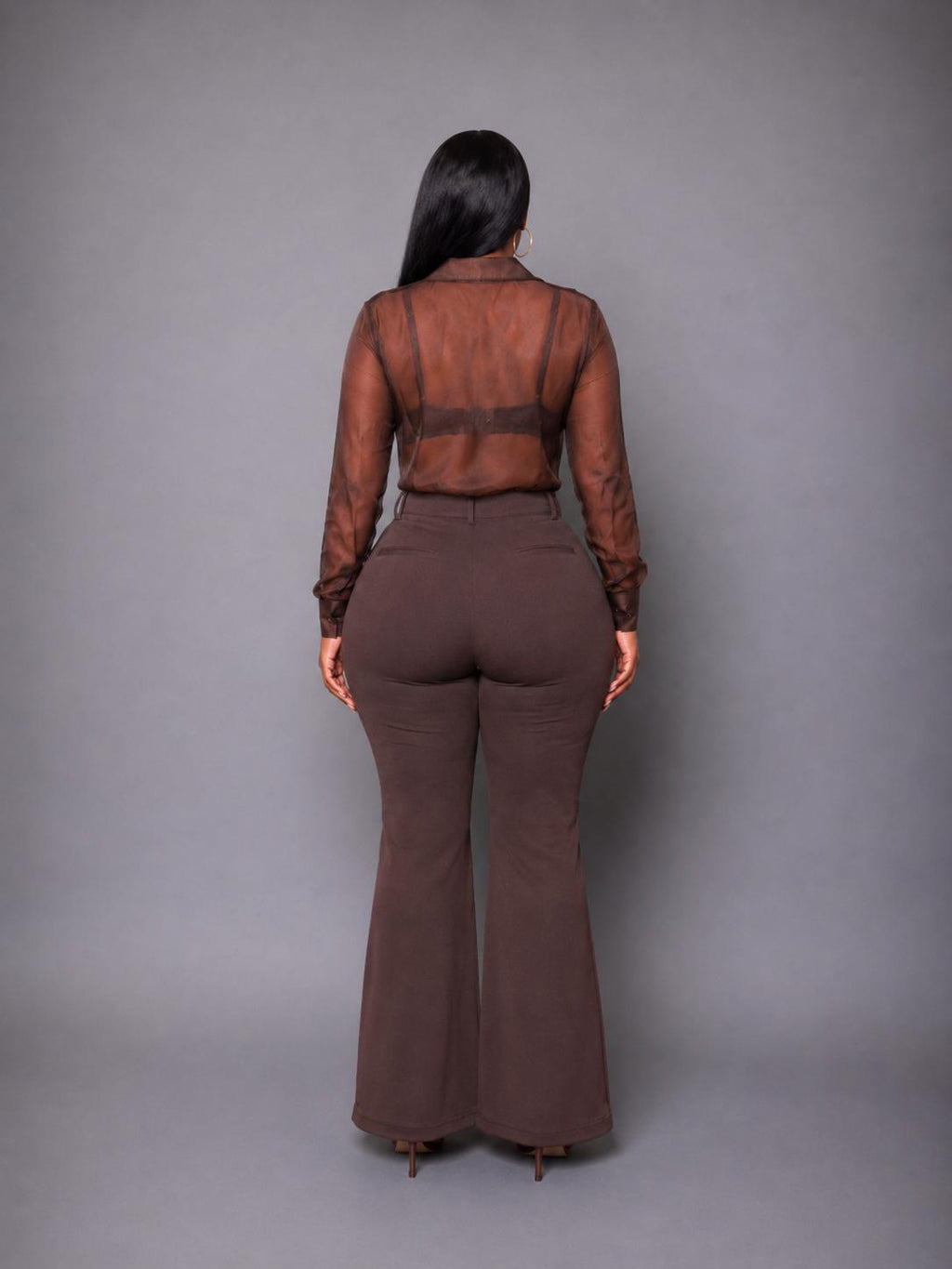 Firerie Pantalon évasé en velours taille haute élégant, décontracté (Copie)