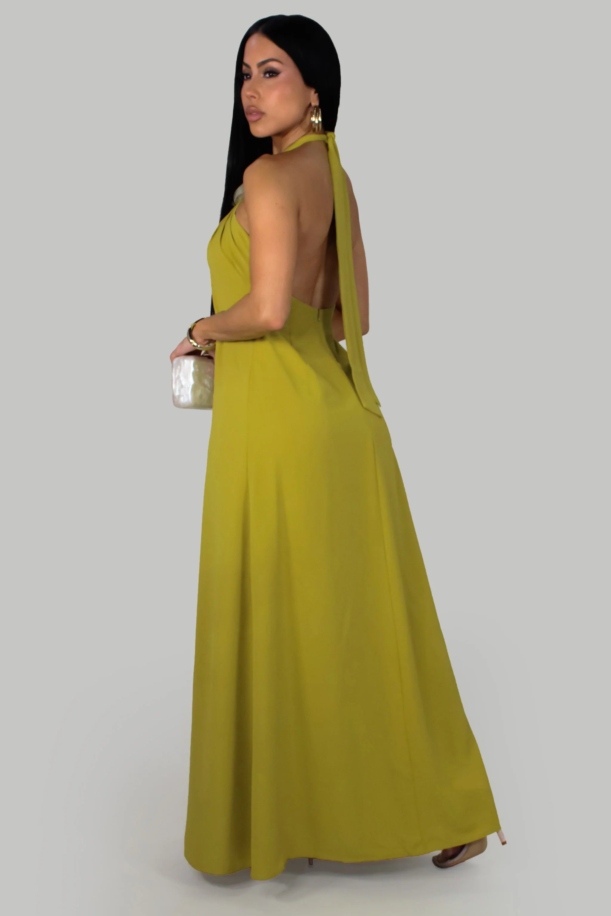 Robe longue Orchid Glow en polyester 100 %, disponible en coloris Citron