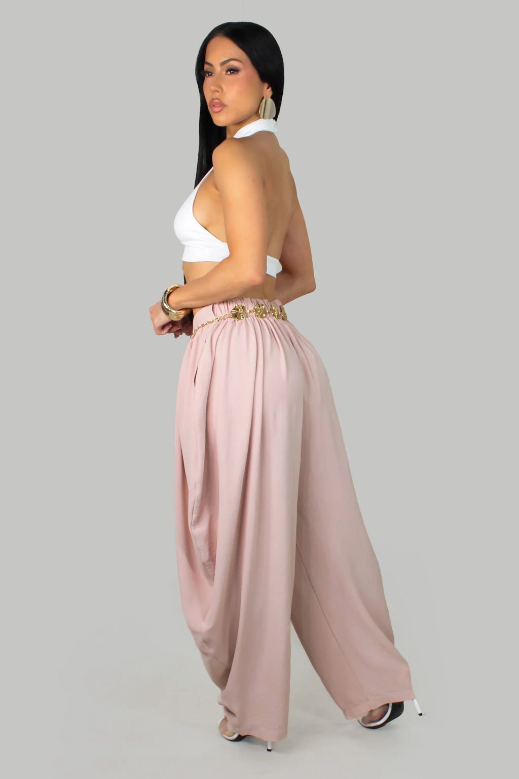 ✨ Pantalon fluide rose poudré