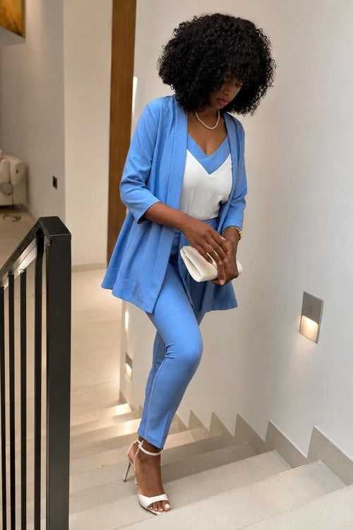 Blazer femme coupe classique - Bleu paisible 3piéces