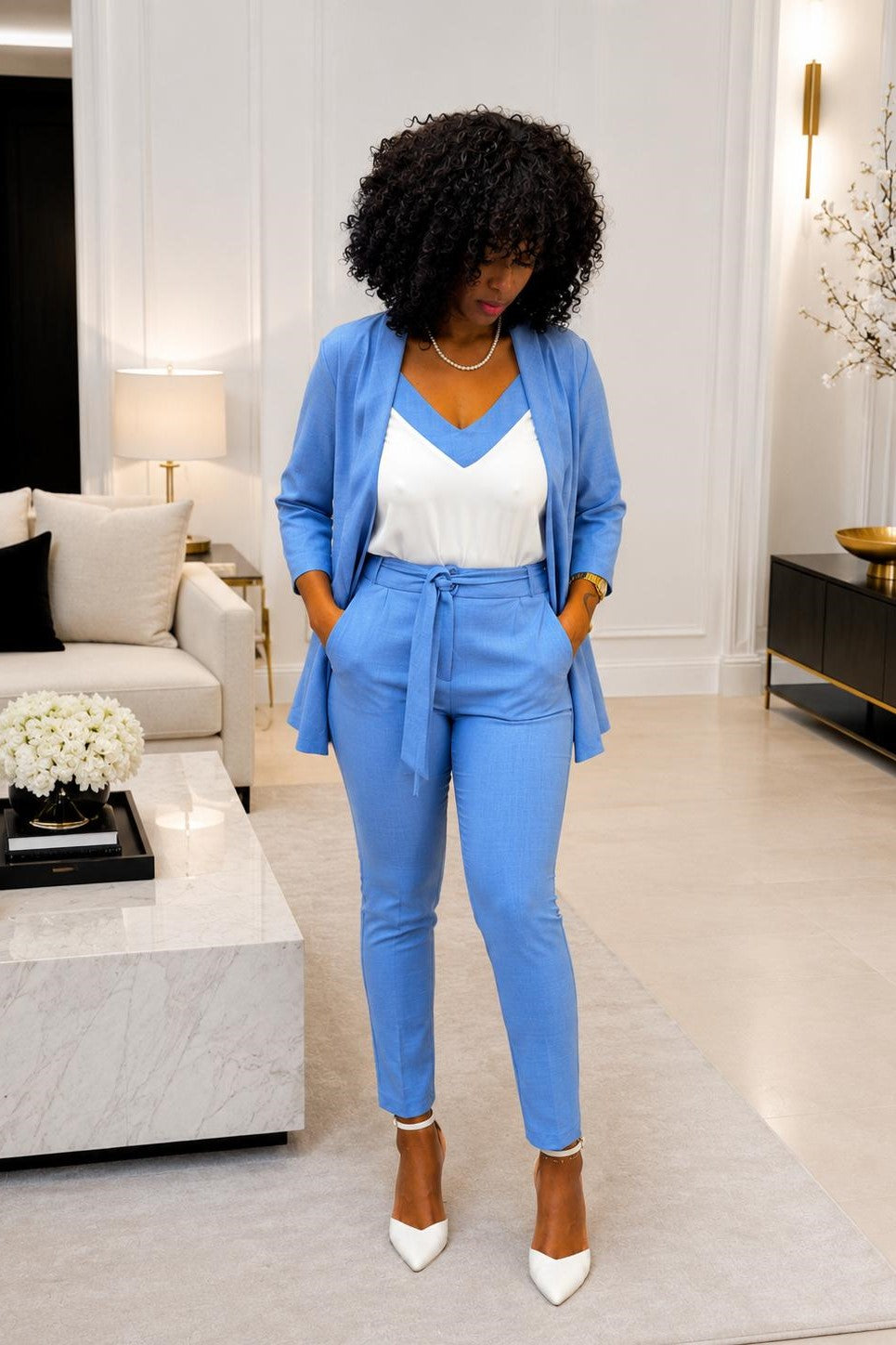 Blazer femme coupe classique - Bleu paisible 3piéces
