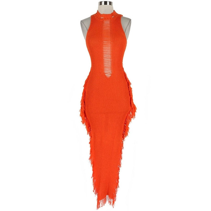 Robe longue en maille