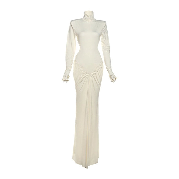Robe Élégance Sculptée à Manches Longues et Dos Ouvert