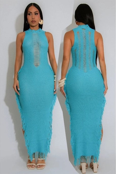 Robe longue en maille