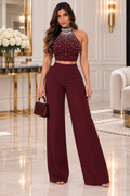 Ensemble pantalon « Watch Me Go » - Bordeaux