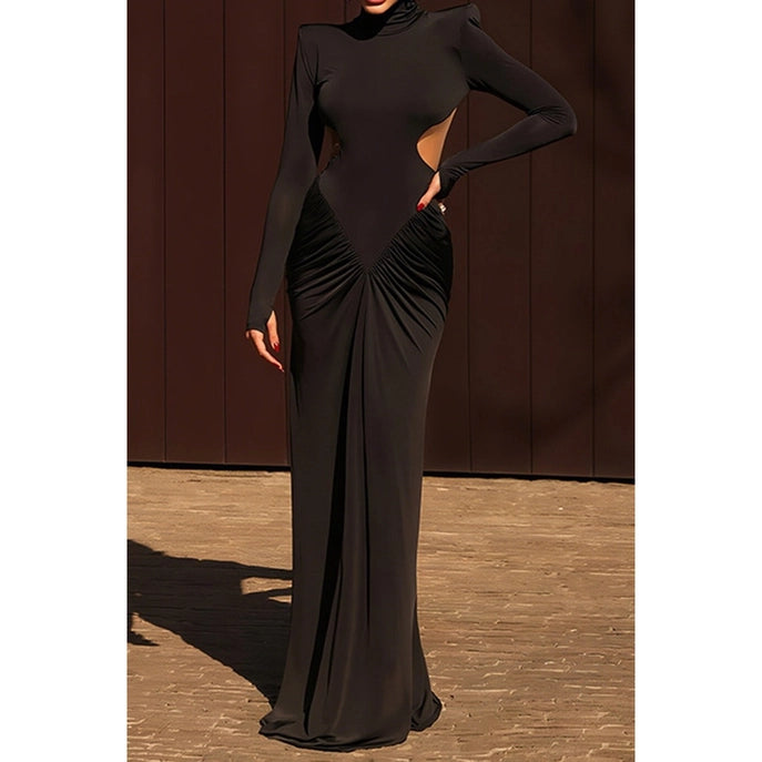 Robe Élégance Sculptée à Manches Longues et Dos Ouvert