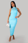 Robe Leyla en maille - Bleue