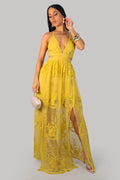 Robe d'après-midi au jardin - Jaune