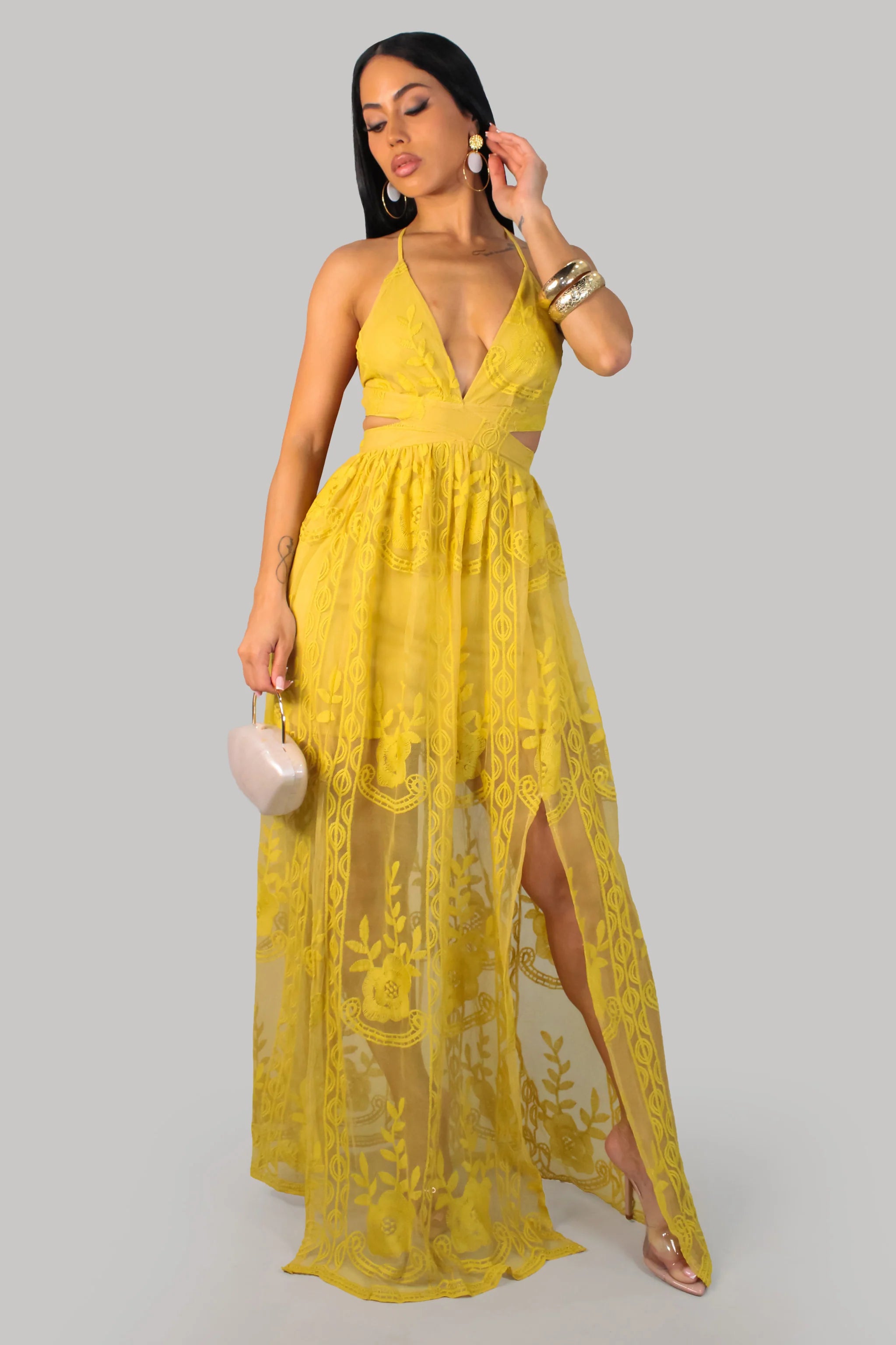 Robe d'après-midi au jardin - Jaune