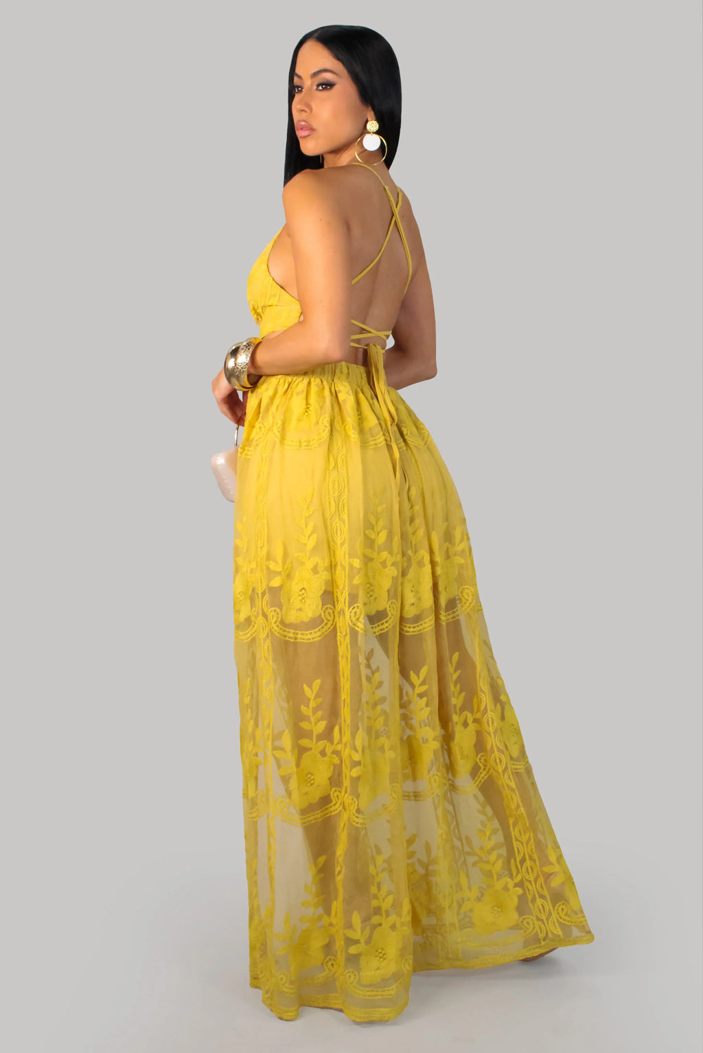 Robe d'après-midi au jardin - Jaune