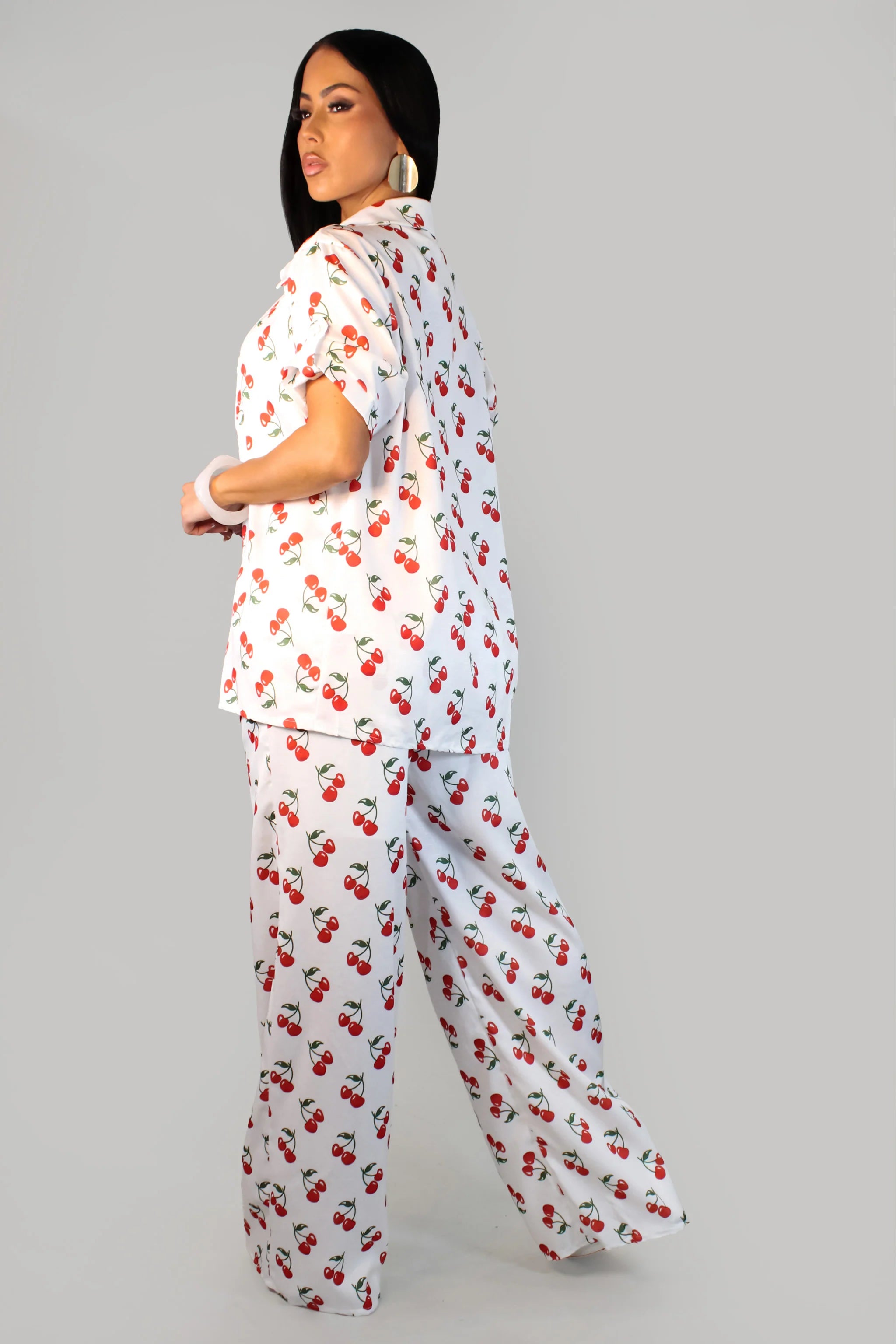 Ensemble pantalon Cherry In Love - Blanc-Cerise