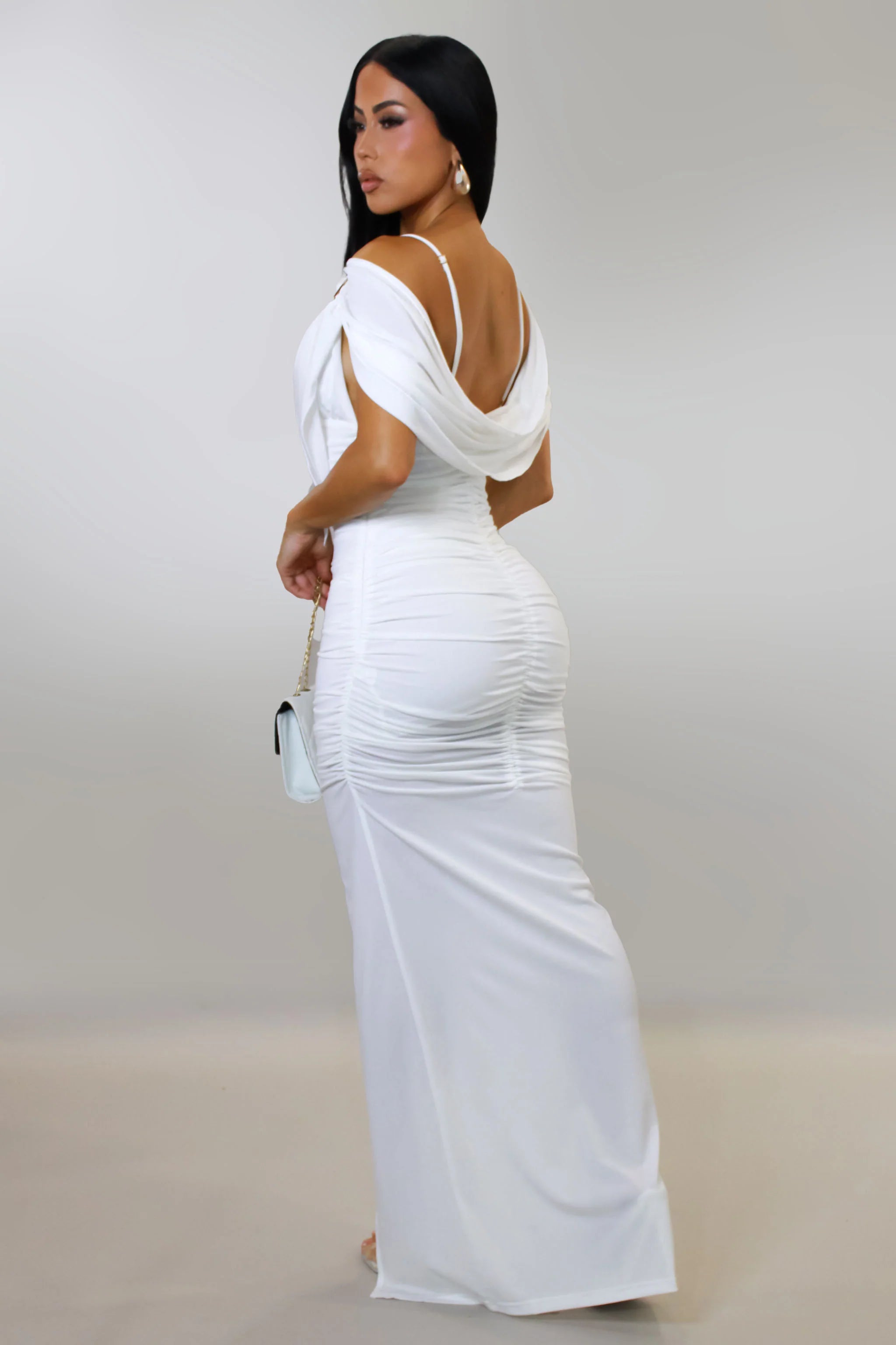 Robe midi Stay Around - Blanche