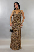 Robe longue imprimée prête pour un gala