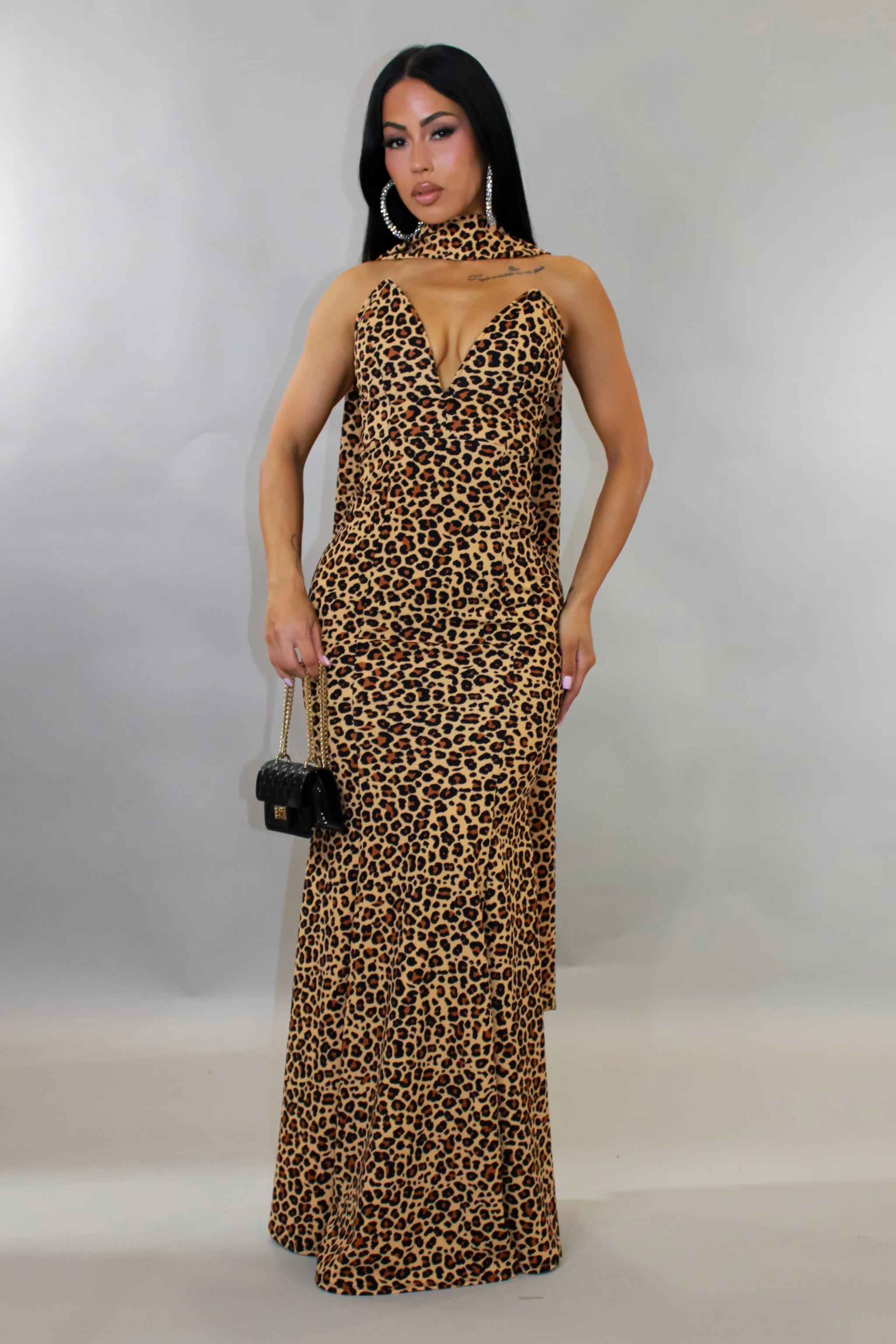 Robe longue imprimée prête pour un gala