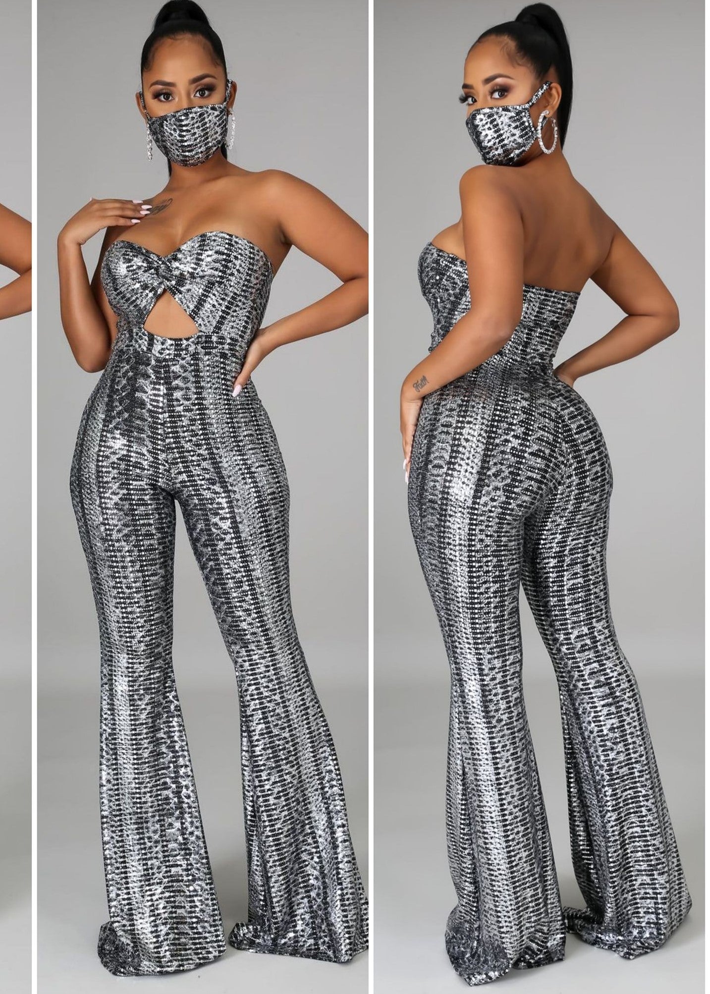 Combinaison sexy à paillettes alliant élégance et brillance pour sublimer vos occasions spéciales.